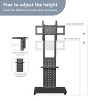 UNHO Mobile Floor TV Stand  Height Adjustable Trolley TV Mount with Storage Shelves & Wheels for 32"-65'' TV LCD Screens, Swivel 90°,Max Load 50KG - 4 of 4