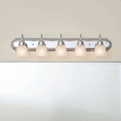 Distressed Bronze 36" Classic Vanity Light with Satin Etched Glass