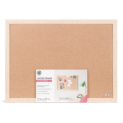 U Brands 17"x23" Birch Frame Cork Bulletin Board with Wood Frame