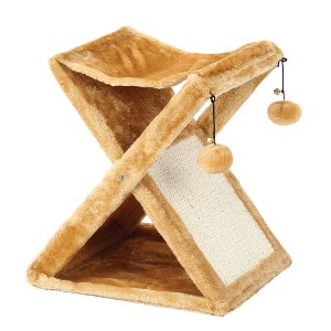 Etna Products Foldaway Cat Play Tower and Scratching Post with Hanging Balls - 1 of 4