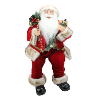  Northlight 24" Chic Sitting Santa Claus Christmas Figure with Gift Bag and Presents 