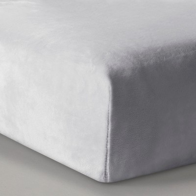Plush Fitted Crib Sheet Solid - Cloud Island™ Gray