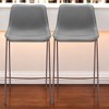 HomeRoots Set of Two 30" Slate Gray and Brown Faux Leather and Steel Bar Height Bar Chairs - 2 of 4
