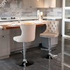 Velvet Barstools Set of 2, Adjustable Seat Height from 22-25 in Swivel Upholstered Bar Stools W/T-Shaped Footrest & Rivet Decoration Barstools - 3 of 4