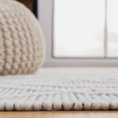 Handwoven Black and Ivory Wool 6' Square Area Rug