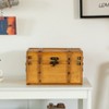 Vintiquewise Farmhouse Antique-Style Wood Treasure Chest with Leather Straps & Front Latch Decorative Storage Trunk for Trinkets, Jewelry - 3 of 4