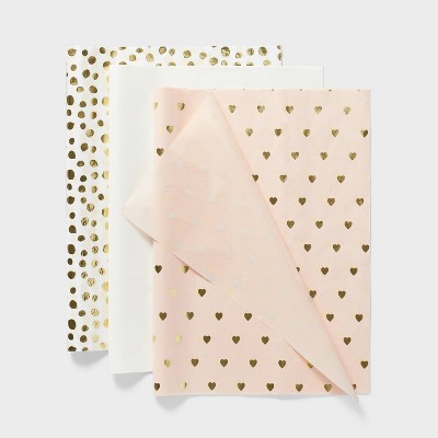 Metallic Hearts Banded Tissue Paper - Spritz™: Multicolor Gift Packaging, 20 Sheets, 16.5" x 24" for All Occasions