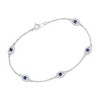 Ross-Simons 0.75 ct. t.w. CZ and .40 ct. t.w. Simulated Sapphire Evil Eye Station Bracelet in Sterling Silver - 3 of 4