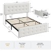 Bed Frame with 4 Storage Drawers & Adjustable Headboard - PU Leather Upholstered Platform Bed, Button Tufted Design - 2 of 4