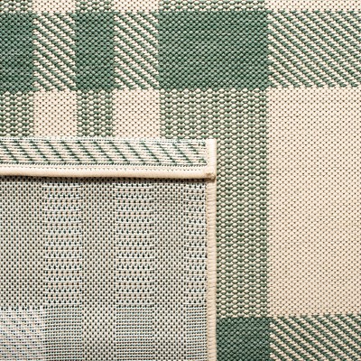 Easy-Care Green and Beige Synthetic Indoor/Outdoor Rug - 27x5