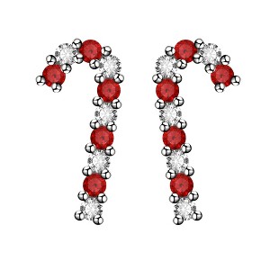 Christmas Candy Cane Flat Back Earrings for Women Sterling Silver 16g Cartilage Helix Lobe Body Piercing Stud by Ginger Lyne Collection - 1 of 4