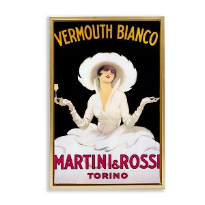 Stupell Industries Vermouth Vintage Lady Advertisement Black Framed Floater Canvas Wall Art - 1 of 4