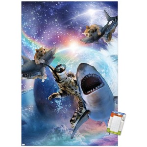 Trends International James Booker - Galaxy Cat Sharks Unframed Wall Poster Prints - 1 of 4