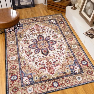 Okak Vintage Area Rug with Bohemia Style, Large Persian Washable Rug with Non-Slip Design, Bedroom Rug for Living Room, Kitchen - 1 of 4