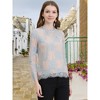 Allegra K Women's Lace Long Sleeve Keyhole Back Ruffle Neck Floral Blouse - 2 of 4