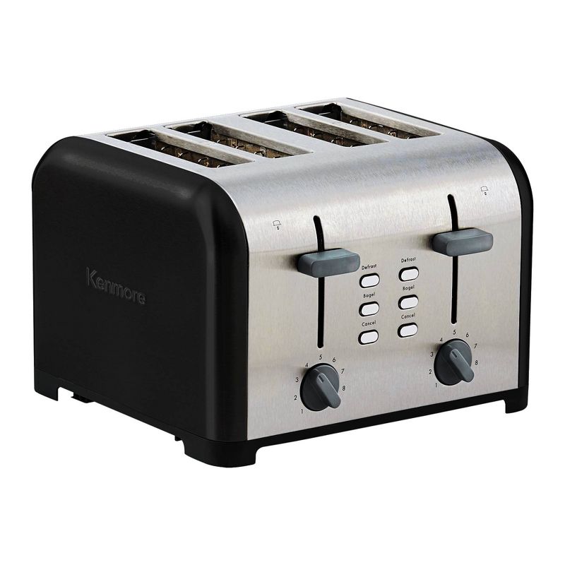 Kenmore 4-Slice Toaster, Dual Controls, Wide Slot - Black Stainless Steel, 1 of 9