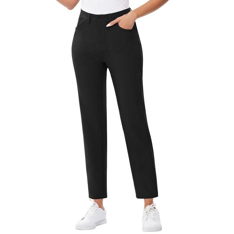 Women's Golf Pants with Pockets Lightweight Qucik Dry Casual 7/8 Work Ankle Pants for Women, 2 of 6
