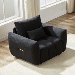 Comfy Single Sofa Chair, Deep Seat Teddy Armchair, Upholstered Accent Chair with Toss Pillow for Living Room or Bedroom - Koiai - 1 of 4