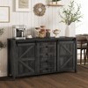 Aghana Digitals Distressed Dark Gray Farmhouse Buffet Cabinet with Sliding Barn Doors, 4 Drawers & - 2 of 4