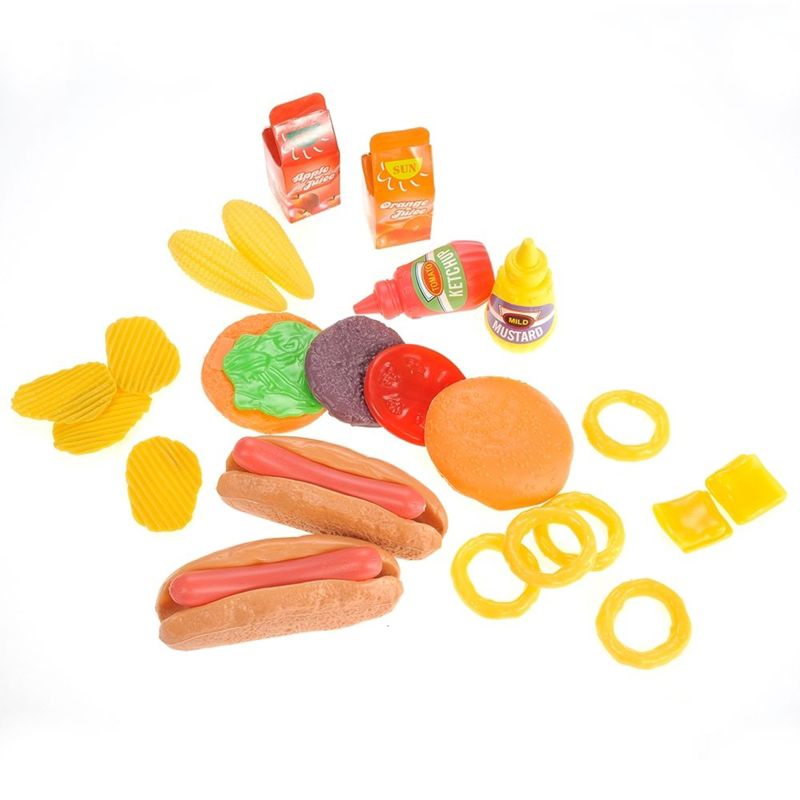 Insten 26 Piece Play Grill Food, Burger & Hot Dog Fast Food Cooking Play Set, 2 of 7