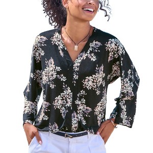 Women's Printed Long Sleeve Top - LASCANA - 1 of 4