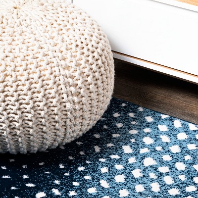 Navy and Cream Abstract Washable 8' x 10' Area Rug