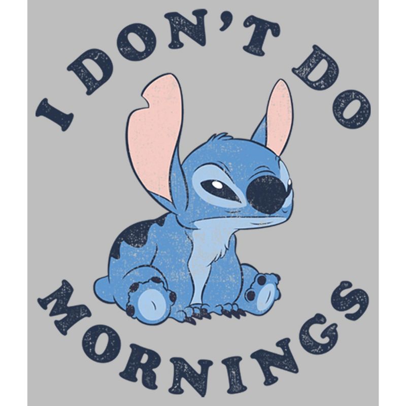 Men's Lilo & Stitch I Don't Do Mornings Light Blue Long Sleeve Shirt, 2 of 5