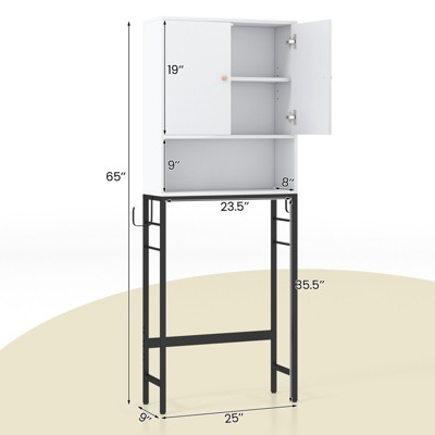 White Adjustable Over-the-Toilet Storage Cabinet with Doors