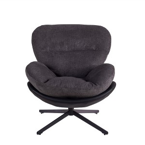 Maliang 360¡ã Swivel Office Chair, Modern Chenille Chair with Faux Leather and Black Metal Base Frame, for Small Spaces - 1 of 4