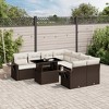 vidaXL Patio Sofa Set with Cushions Outdoor Furniture 9 Piece Poly Rattan - Brown and Cream without storage - 2 of 4