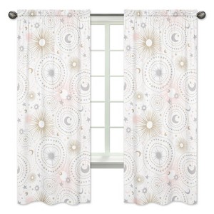 Sweet Jojo Designs Window Curtain Panels 84 in. Celestial Pink Grey and Gold - 1 of 4