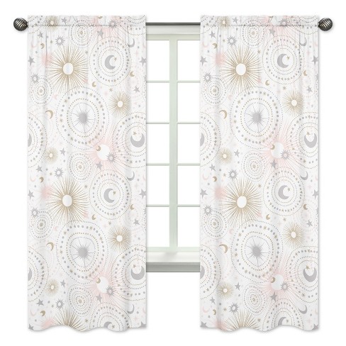 Sweet Jojo Designs Window Curtain Panels 84 in. Celestial Pink Grey and Gold - image 1 of 4