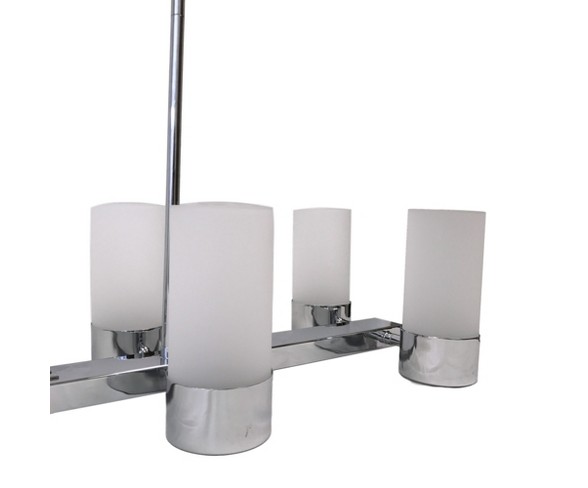 Industrial Kitchen Island Chandelier with Frosted Glass Shades Nickel 36" - Thr3e Lighting