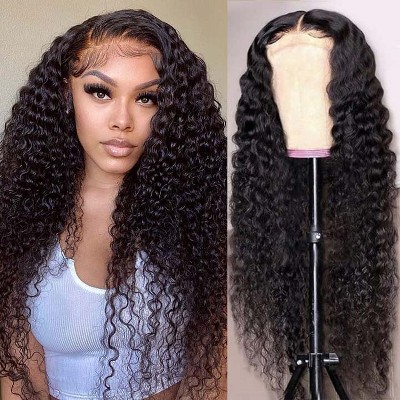 Jessie's Wig 4x4 Deep Wave Blended Human Hair Wig for Woman Pre Plucked With Baby Hair Natural Color 22-38Inch