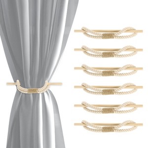 Unique Bargains Cotton Hand-Woven Decorative Drape Curtain Tiebacks with Wood Club - 1 of 4