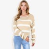 Anna-Kaci Women's Long Sleeve Striped Sweater With Crew Neck, Cropped Fit - 4 of 4
