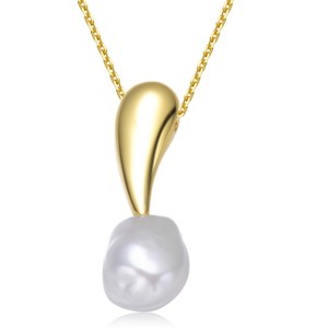Guili Sterling Silver 14K Gold Plated Necklace with Freshwater Pearl Drop Pendant, a graceful and stylish piece to complement any look. - 1 of 3
