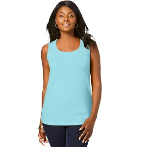 Jessica London Stretch Cotton Horseshoe Neck Tank - 1 of 4