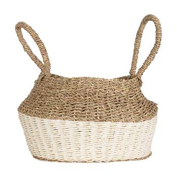 White Rope & Seagrass Belly Basket - Foreside Home & Garden