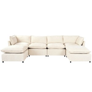 NicBex Modern 136.2" Sectional Sofa Modular U Shape Sofa Couch with 2 Removable Ottomans for Living Room Apartment - 1 of 4