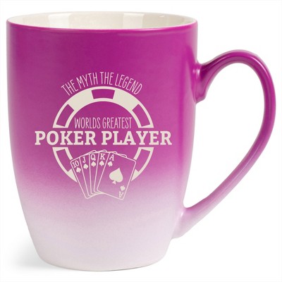 100 North Playing Card 10 Ounce Pink and White Two Toned Ombre, Comfortably Fits Your Hands, Ceramic Tea Coffee Cup Mug, The Myth The Legend World's