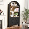 MAYEERTY Arched Storage Cabinet with Wooden Door 4 Tier Framhouse Buffet Cabinets with Storage for Dining Room Black - 3 of 4