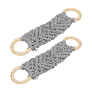 Unique Bargains Woven Cotton Rope Wooden Rings Handmade Towel Rings - 1 of 4