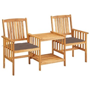 vidaXL Patio Bistro Set, Table and Chair for Balcony, Bistro Chair with Tea Table and Cushions - 1 of 4