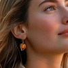 Ross-Simons Carnelian and Orange and White Shell Mosaic Leaf Drop Earrings in 18kt Gold Over Sterling - 2 of 3