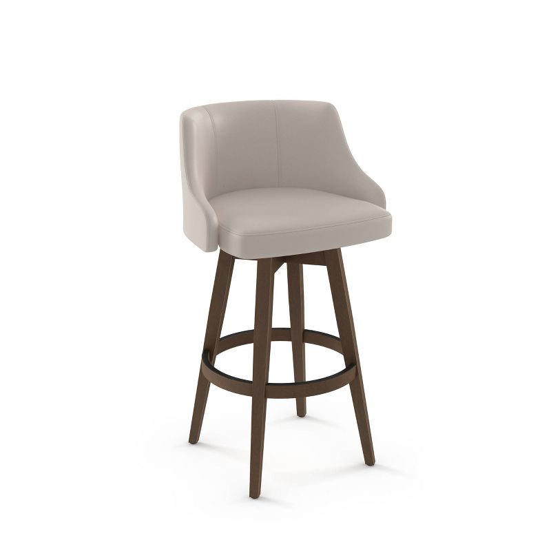 Nolan Swivel Barstool Cream Faux Leather/Brown Wood - Amisco, 1 of 7