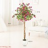 Artificial Bougainvillea Tree, 4FT/5 FT/6 FT Faux Tree w/Stable Planter for Indoor & Outdoor, Realistic Fake Plants w/ Pink Flowers & Wood Trunk - 2 of 4