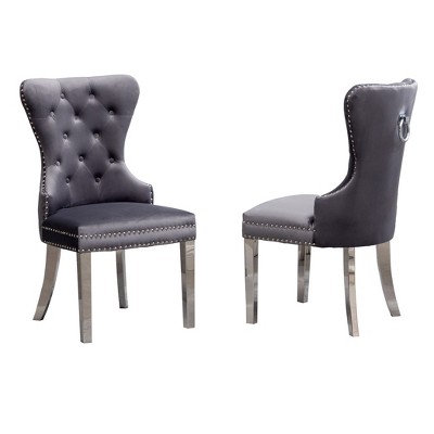 NicBex Set of 4 Dining Chair Upholstered Tufted Button Backrest Kitchen Chairs with Nailhead Trim for Kitchen,Dining Room