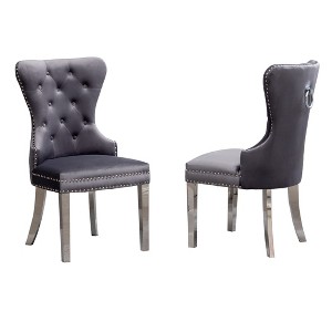 NicBex Set of 4 Dining Chair Upholstered Tufted Button Backrest Kitchen Chairs with Nailhead Trim for Kitchen,Dining Room - 1 of 4