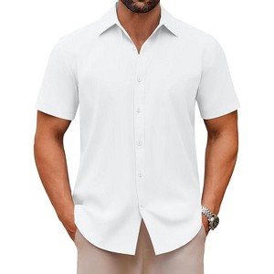 COOFANDY Men's Casual Button Down Shirts Short Sleeve Summer Untucked Dress Shirts - 1 of 4